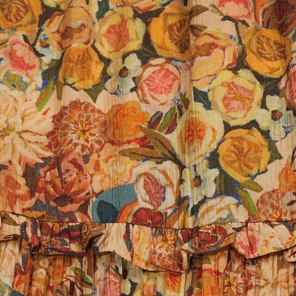 En Saison Women's Medium Candela Floral Square-Neck Ruffle-Tier Midi Dress NWT - Picture 2 of 11